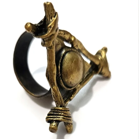 🌟New Handmade Genuine Brass Vintage Statement Ring- Yellow Gold Color Tone 🌟 - Picture 3 of 6